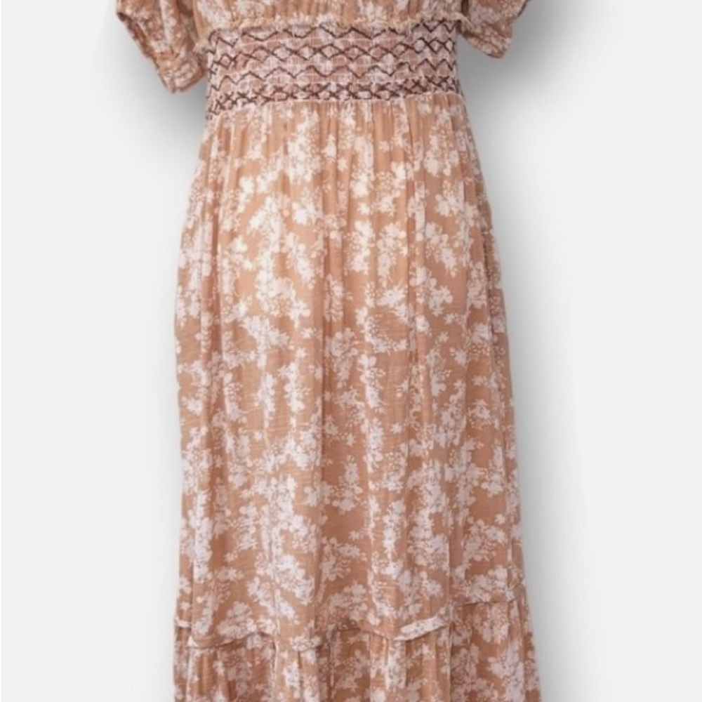 Free People Tan and White Textured Dress